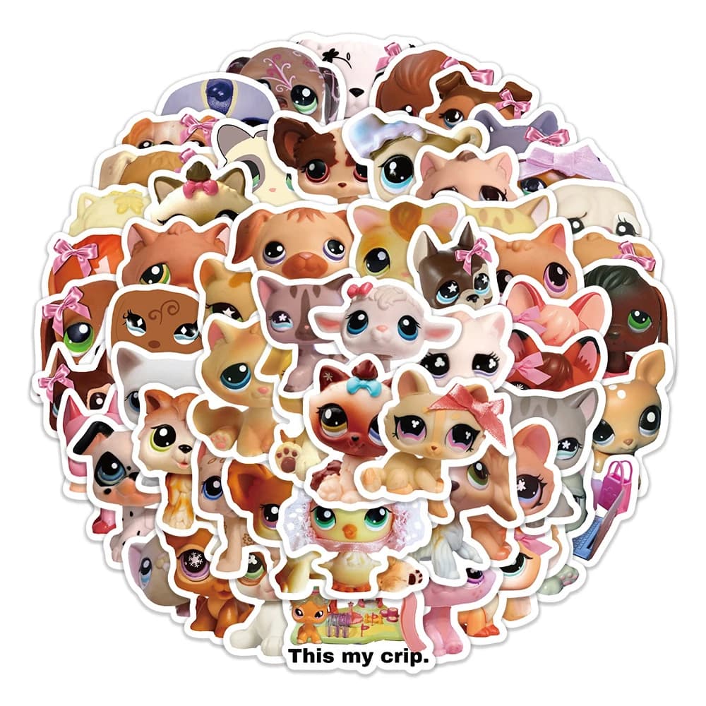 10/30/60pcs Cute Cartoon Littlest Pet Shop Adesivi Divertenti Anime Animali Adesivo FAI DA TE Notebook Laptop Telefono Decalcomanie Giocattolo Per Bambini Regalo