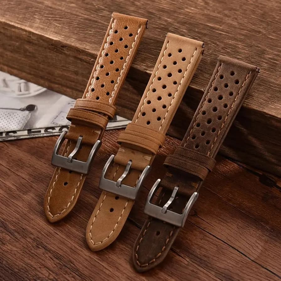 Omega breathable leather watch strap for Seiko 18mm 20mm watch strap 22mm leather strap quick release spare belt