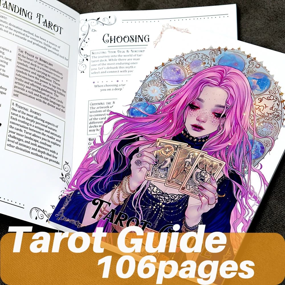 Guida per i tarocchi per principianti 106 pagine Mezzi di carte Lettura diffusa Fogli per truccare l'apprendimento dei tarocchi Comprensione della guida dei tarocchi