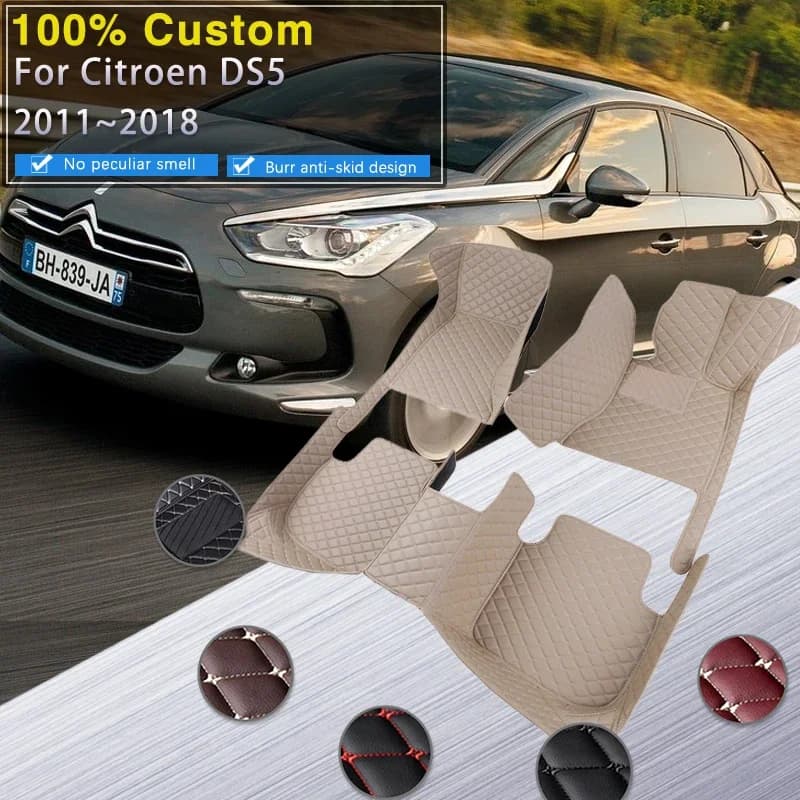 Tappetini per auto completi per Citroen DS5 DS 5 2011 ~ 2018 Tappeti durevoli anti sporco Tappetini in pelle di lusso Set completo di accesso per auto
