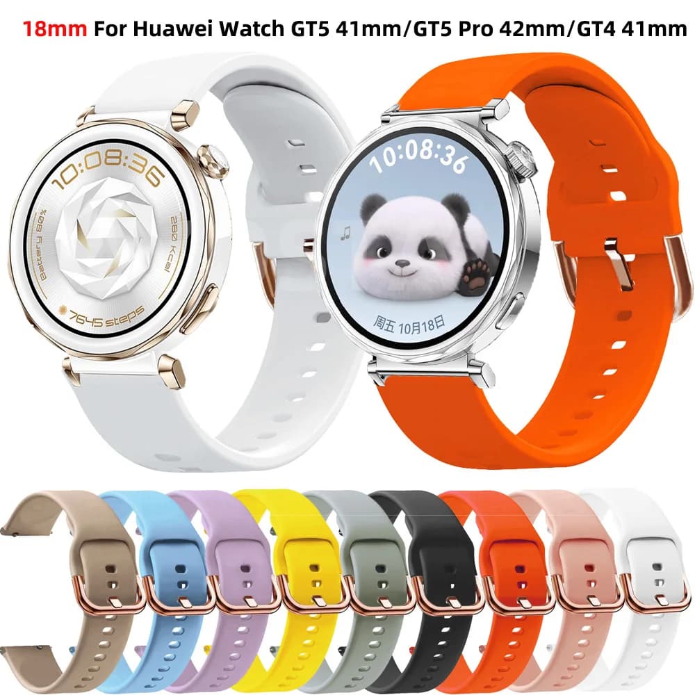 Nuovo cinturino da 18mm per Huawei Watch GT 5 GT 4 GT4 41mm GT5 Pro 42mm cinturino da polso Smartwatch cinturino in silicone accessori