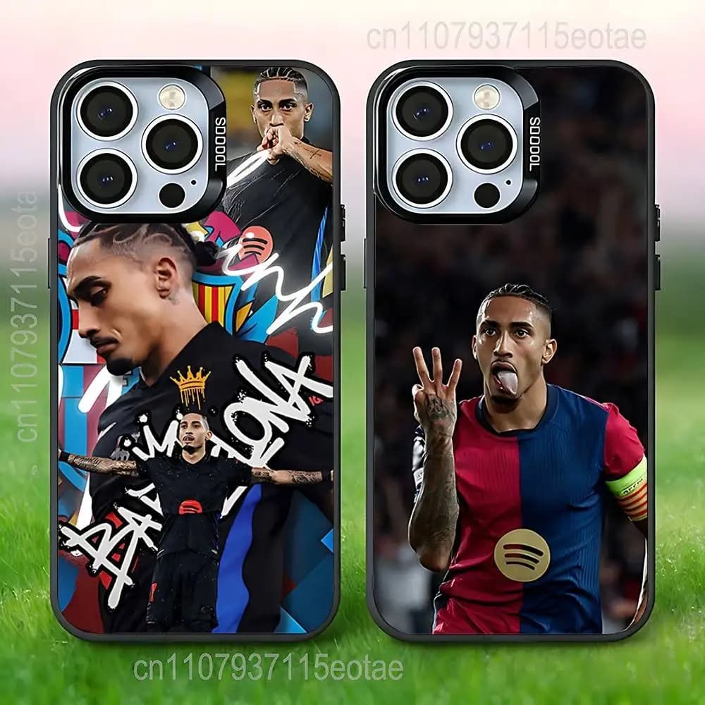 Custodia per telefono Football 11 Brasile R-Raphinhas per iPhone 17, 16, 15, 14, 13, 12, 11, Pro, Max, Plus, E, Air, Mini, Cover IMD in TPU Nero