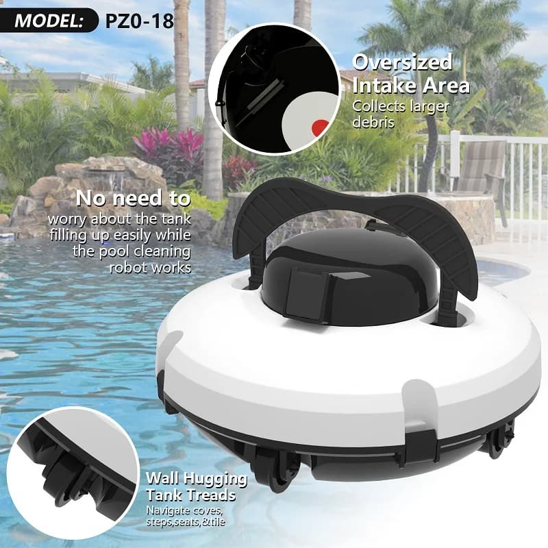 Pulitore per piscina robot completamente automatico Aspirapolvere per piscina robot intelligente per piscina fuori terra Pulitore per piscina robot senza fili Doppi motori