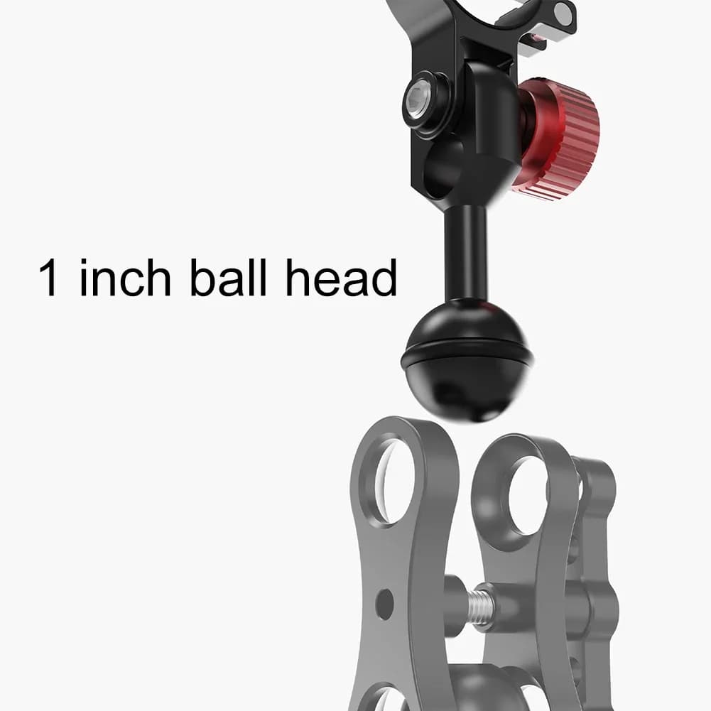 1 Inch Ball Head Connector Adapter Flashlight Clamp Mount Fixed Clip Lamp Bracket Cycling Diving Handle Tray Light Stand Mount