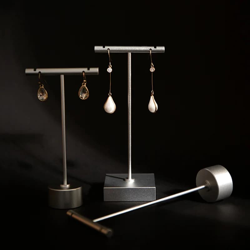 Jewelry Earrings Display Stand Holder T Bar Rack Tower Metal Earring Bracket Organizer Ear Studs Hanging Storage Shelf