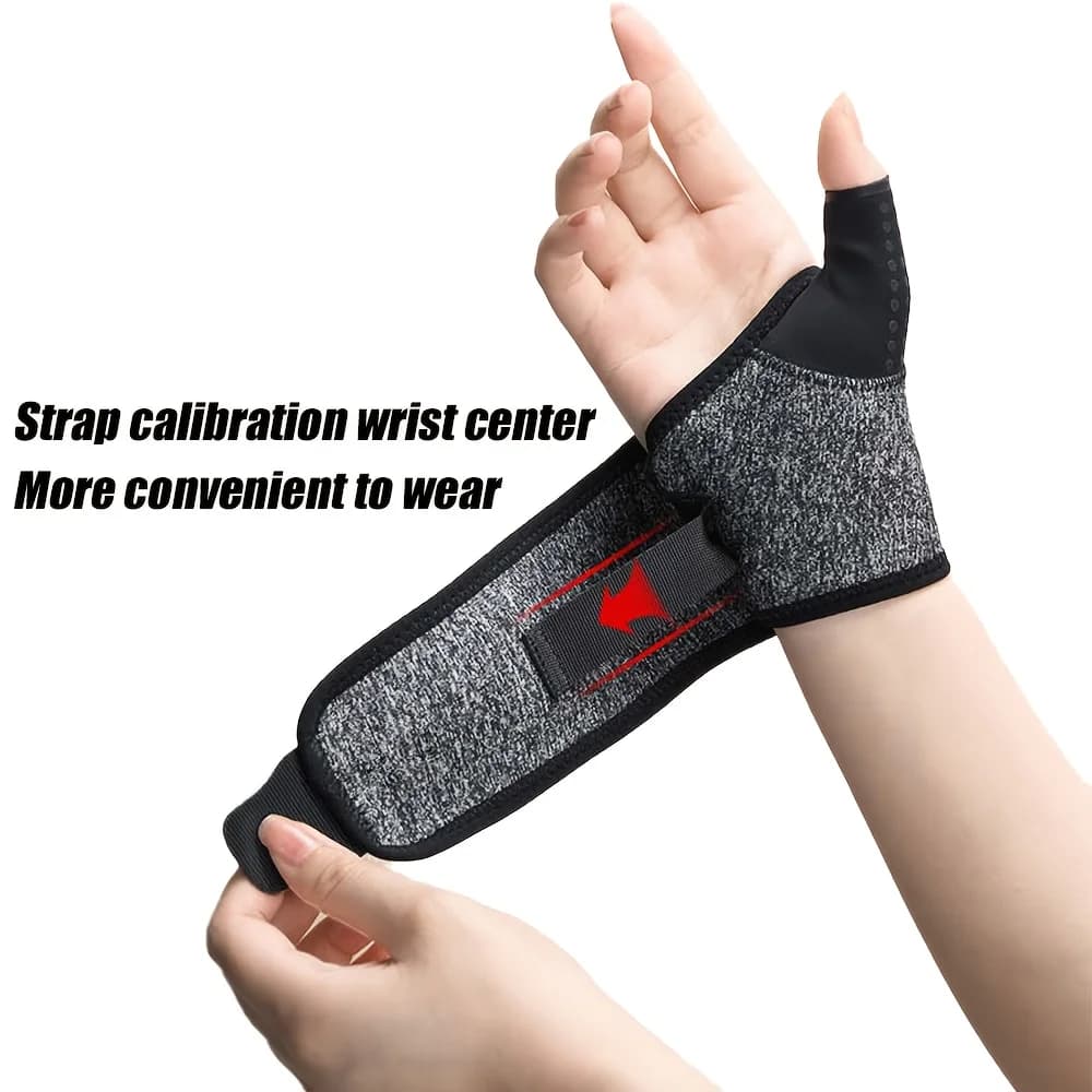 1 fascia da polso a compressione regolabile - Polsiera elastica per sport e fitness, design chiuso, con copertura per il pollice