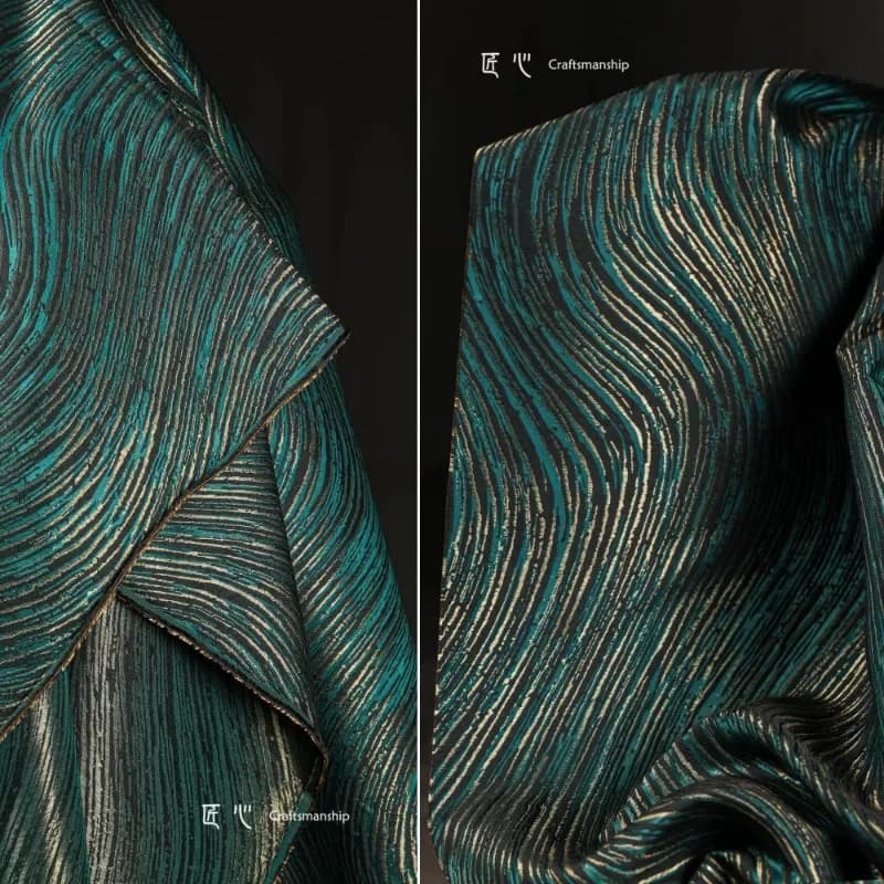 Tessuto jacquard Filo d'oro Ondulazione dell'acqua Tessuti dal design creativo alla moda per cucire al metro Abbigliamento Panno da cucito Fai da te