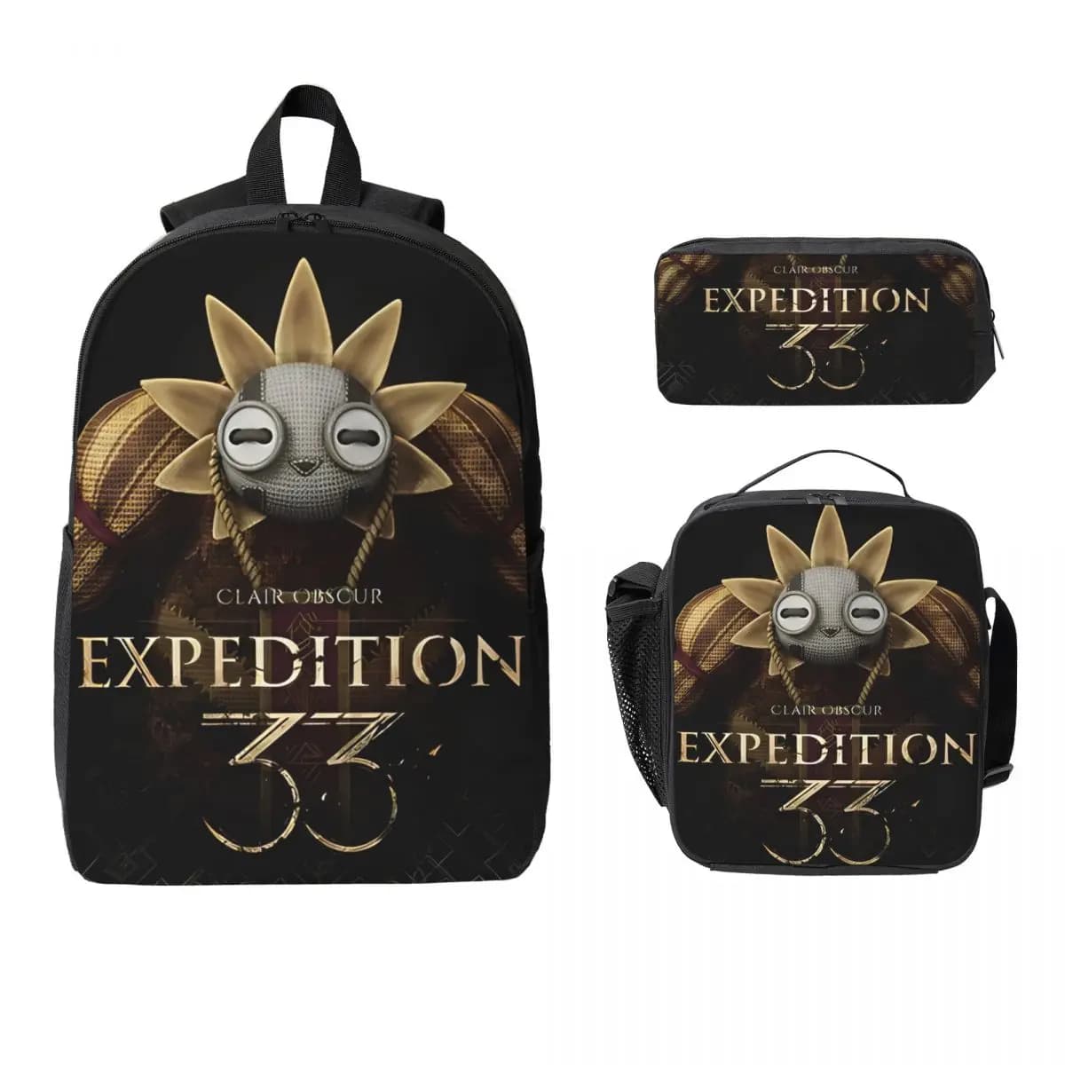 3 pezzi Clair Obscur Expedition 33 Set di zaini per ragazze e ragazzi Scatole per matite Set di zaini con portapranzo per studenti della scuola primaria