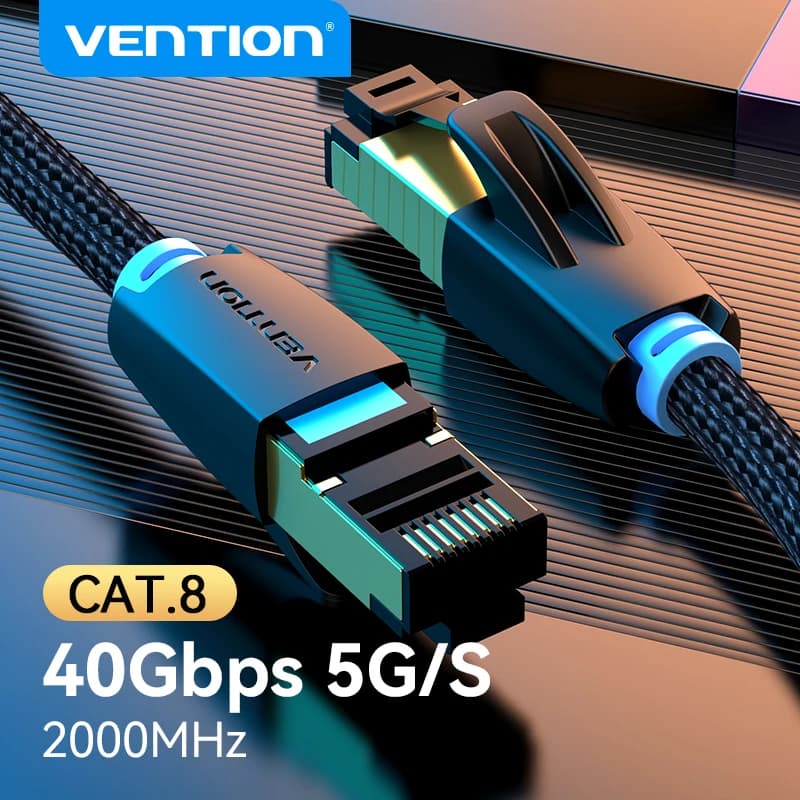 Vention Ethernet cable CAT8 40 Gbps 2000 MHz CAT 8 Network Internet cable Woven cotton cable for laptop Cable router PS 5 RJ45