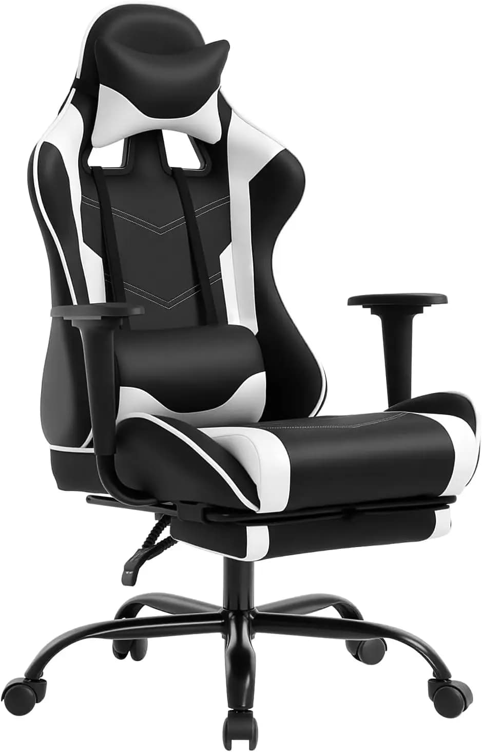 Sedia da gaming ergonomica con supporto lombare, poggiatesta, poggiapiedi regolabili, rotazione a 360° ° Ruote Girevoli per Carichi Pesanti per Casa e Ufficio