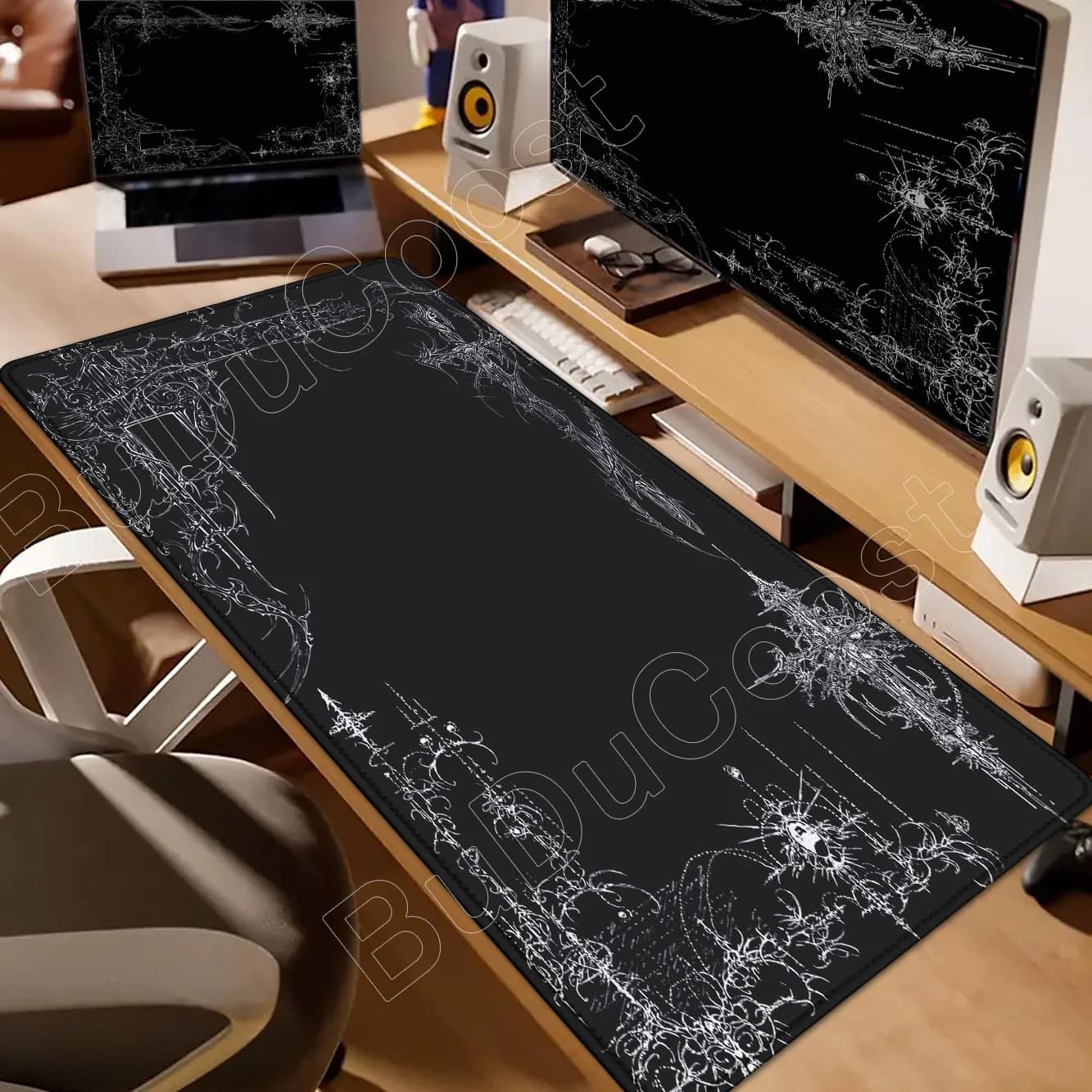 Tappetino per Mouse Dark Death Note, Tappetino da Scrivania HD Carino, Tappetino per Tastiera da Gaming Esteso, Grande Tappetino Kawaii Anime Girl Misa L XXL per Gamer