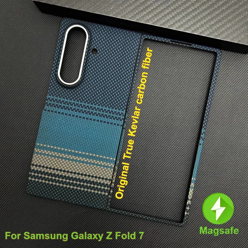 Custodie magnetiche di lusso originali in vera fibra di carbonio aramidica per Samsung Galaxy Z Fold 7 6 Ultra Slim per coperture di protezione Magsafe