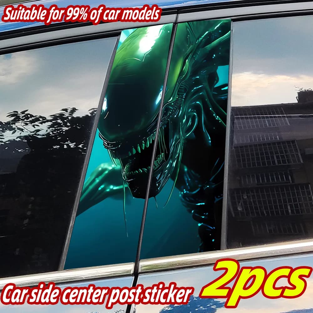 Adesivi per auto alieni Divertenti Auto B Pilastro Decorazione impermeabile Copertura fai da te Porte per auto Pilastro Protezione solare Decalcomanie Accessori auto