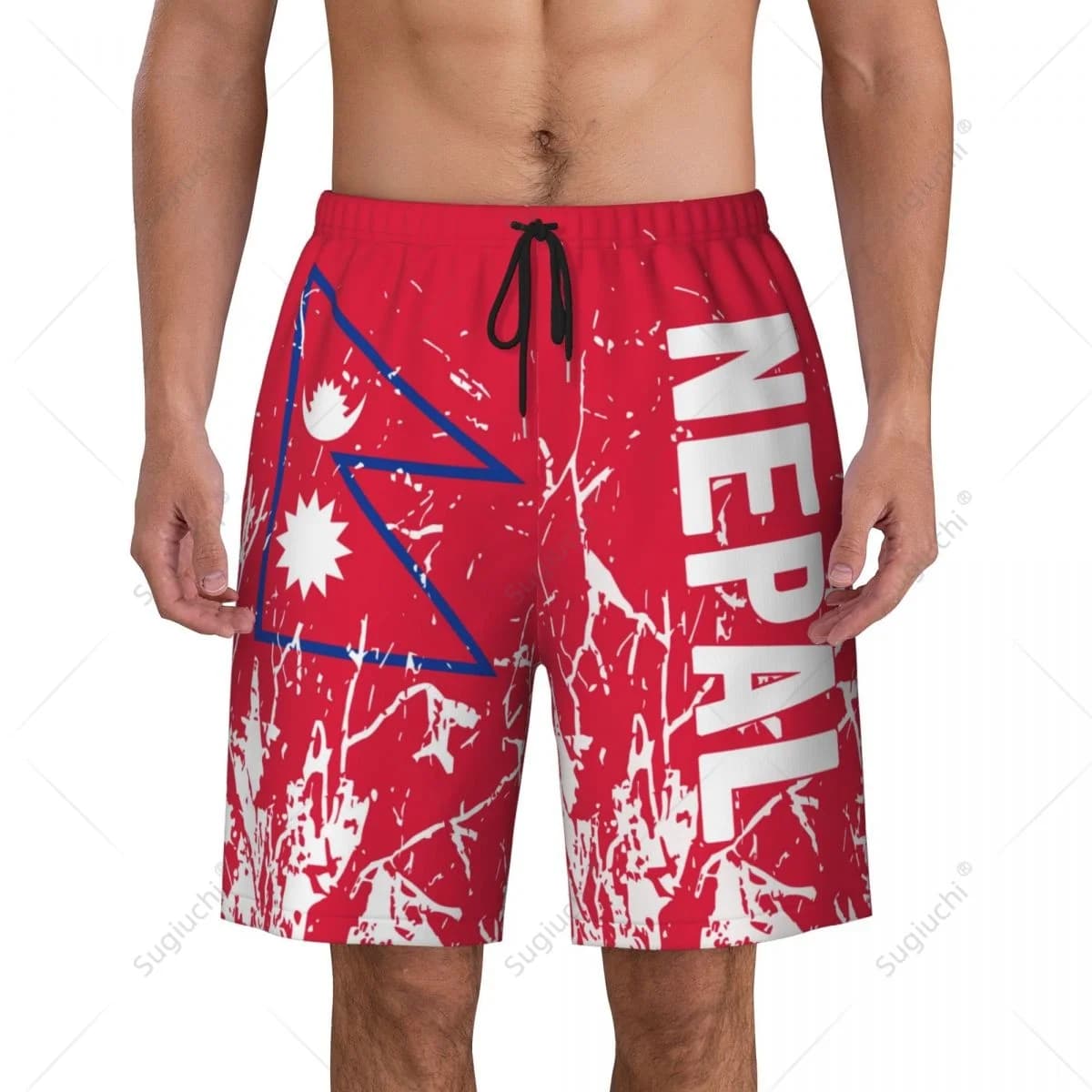 Men's Nepal Flag Beach Pants Board Shorts Surfing Boys Soccer Cycling Swimwear Running Polyester