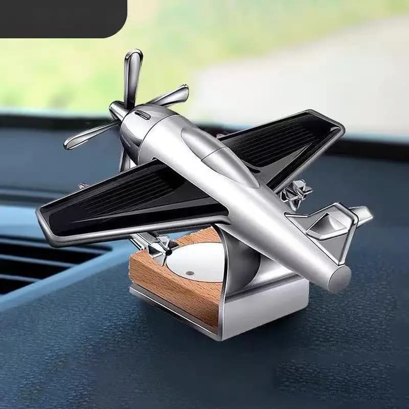 Essential Oil Diffuser for Solar Energy Auto, Aeroplane Form Auto Deodorant, Wood Base, Fragrance Diffuser for Aromatherapy, Ornaments and Auto Accessories