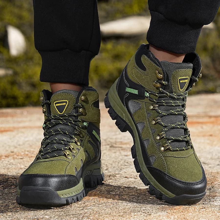 Stivali Alti in Pelle da Uomo per Autunno/Inverno, Scarpe Sportive Antiscivolo per Escursionismo, Taglie Grandi