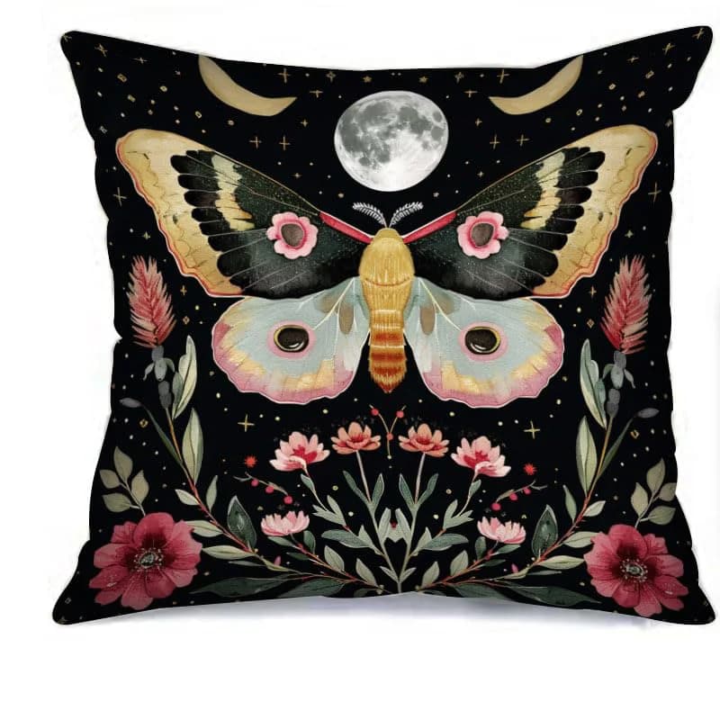 【Natural Secret Realm】Fodera per cuscino con motivo a farfalle e fiori, resistente alle macchie e durevole, federa decorativa per divano del soggiorno