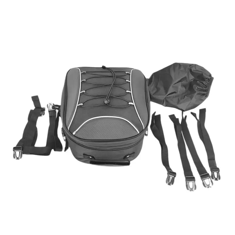 Borsa portaoggetti compatta e durevole per sedile posteriore per moto, zaino espandibile per bagagli per casco da 30 litri per i viaggi