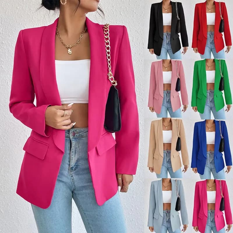 Spring 2025 Women's Fashion Blazers Jackets Street Style Straight Cut Polyester Long Sleeve Thin Suit Ladies Premium Quality