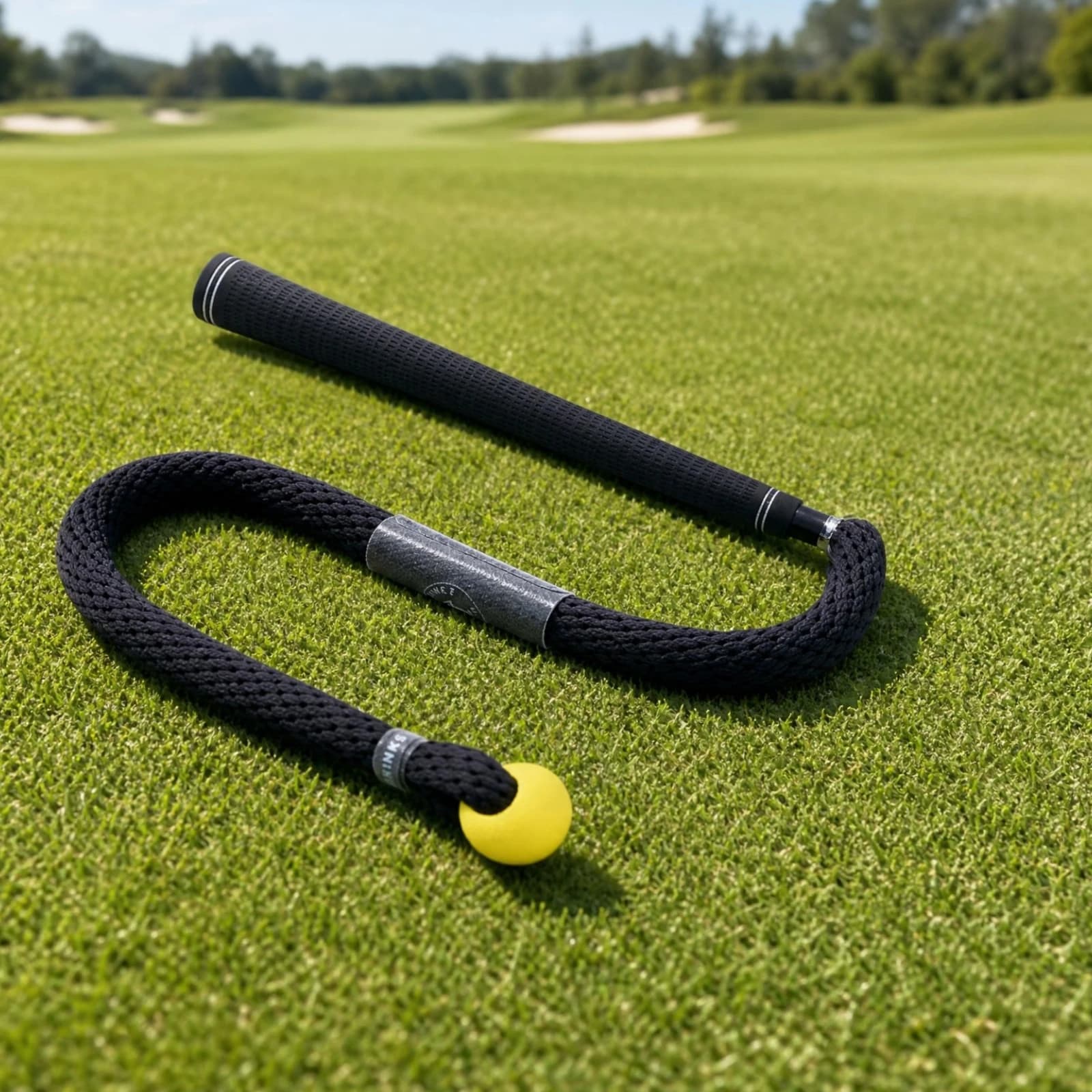Golf Swing Rope Coach Padded Grip Golf Swing Coach Exercise Aid Flexible Cord Yellow Ball for Practice