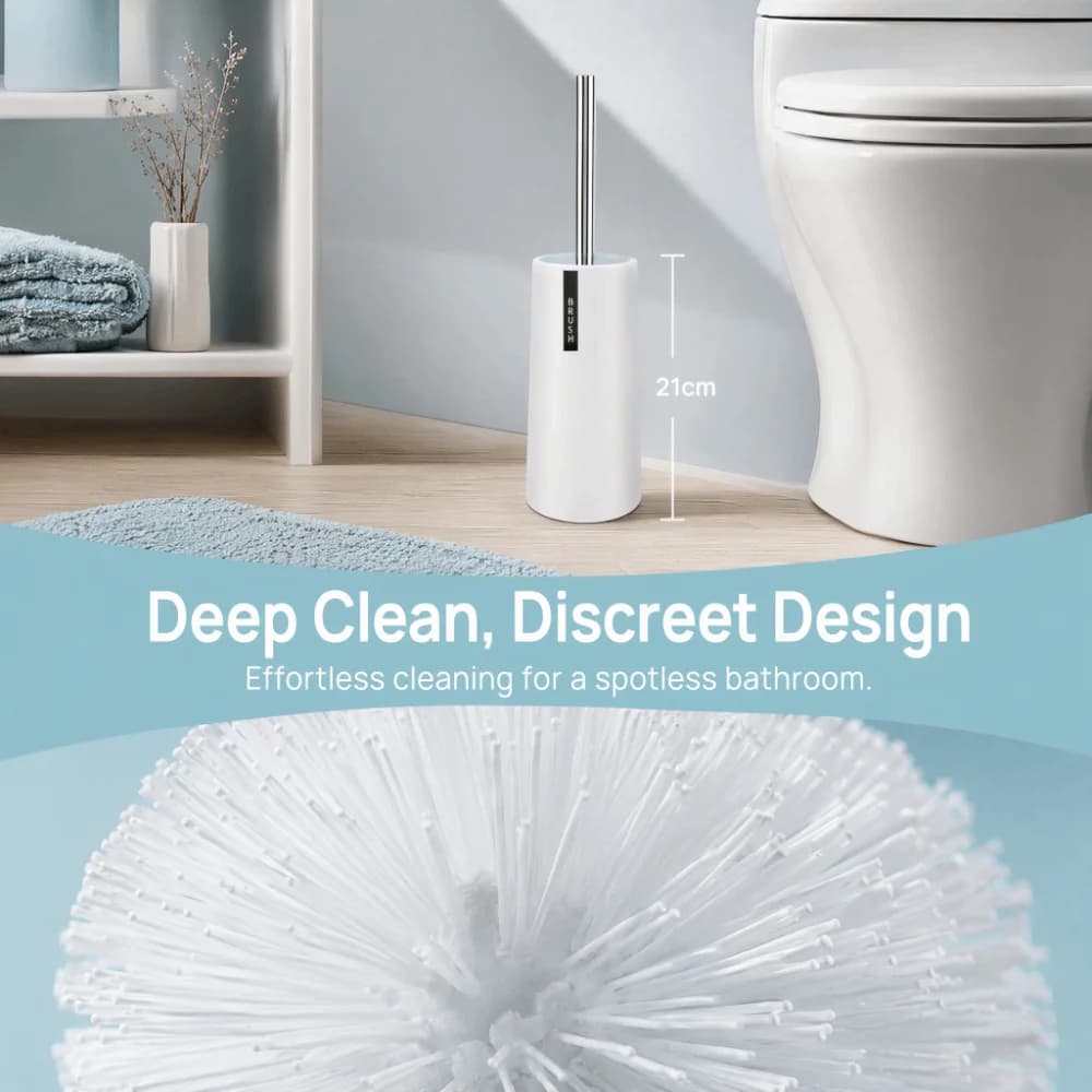 PP ABS Stainless Steel Toilet Brush Long Handle White Black Gray Blue Toilet Bowl Scrubber Freestanding Design Easy Clean
