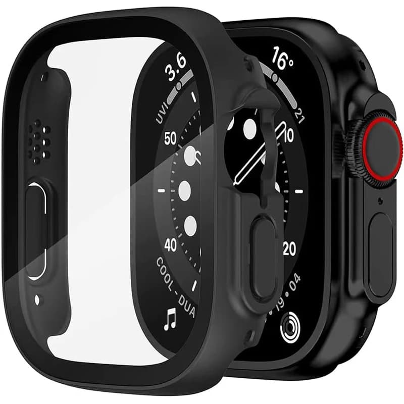 Vetro+Cover per Apple Watch Ultra 1 2 3 49mm, protezione schermo PC, bumper temperato, accessori per smartwatch serie iWatch Ultra