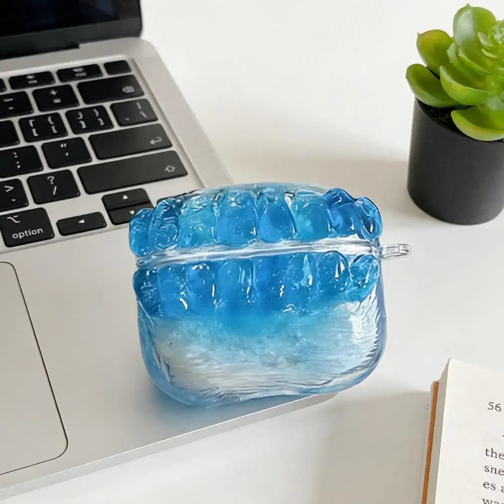 Custodia Protettiva per Auricolari a Forma di Denti 3D, Cover per Auricolari Wireless con Ricarica, Guscio Protettivo per 1/2/3/4 Pro 1/2/3