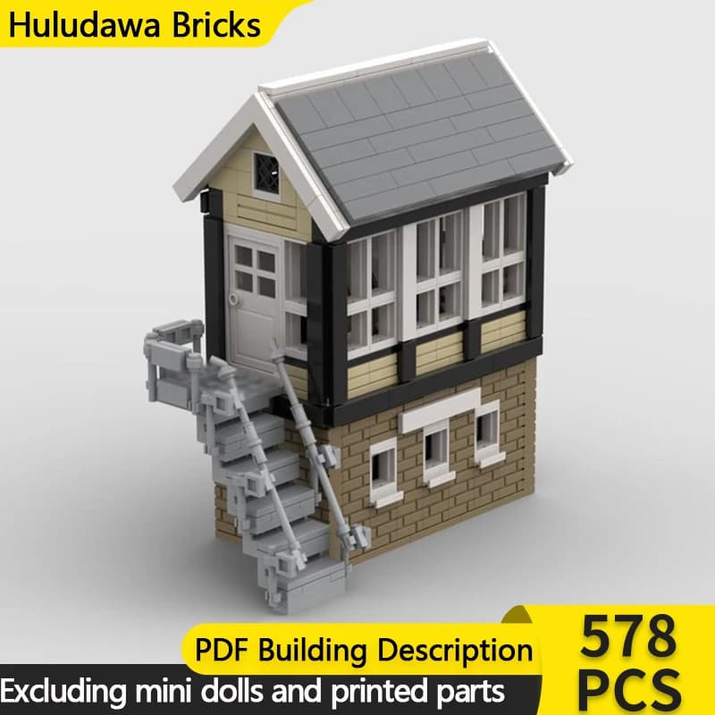 City Street View Model MOC Building Bricks Railway Signal Box Modular Technology Children Holiday Gifts Assemble Toys Suit
