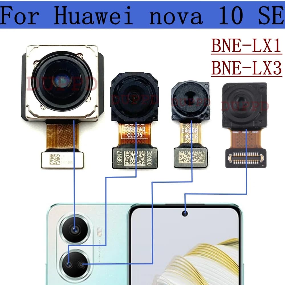 Fotocamera anteriore posteriore per Huawei Nova 10 SE BNE-LX1 LX3 Selfie frontale originale che affronta la parte di ricambio della flessione del modulo della fotocamera principale posteriore