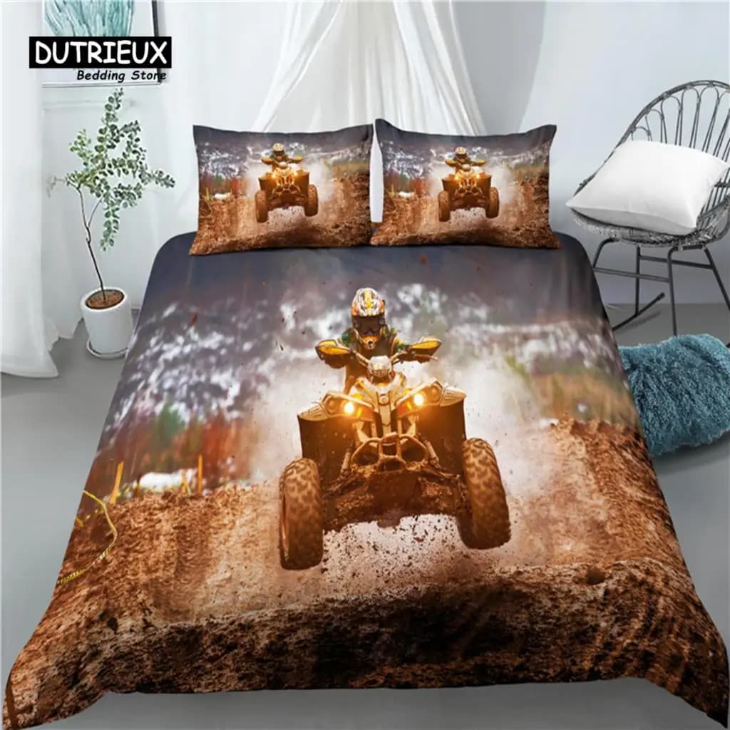 Home Living Luxury 3D Off Road Car Print 2/3Pcs Comfortable Duvet Cover PillowCase Bedding Sets Queen and King EU/US/AU Size
