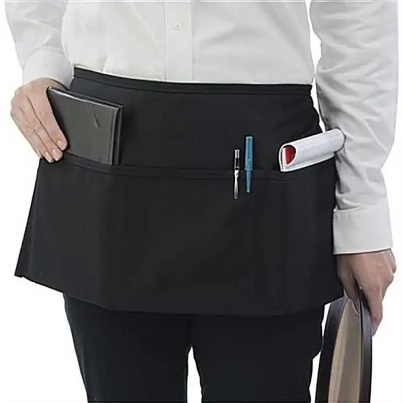 Cameriere Grembiule nero Tasca corta Vita impermeabile Grembiule Catering Cottura Bar Hotel Negozio Chef Uomo Donna Pulizia della cucina Lavoro