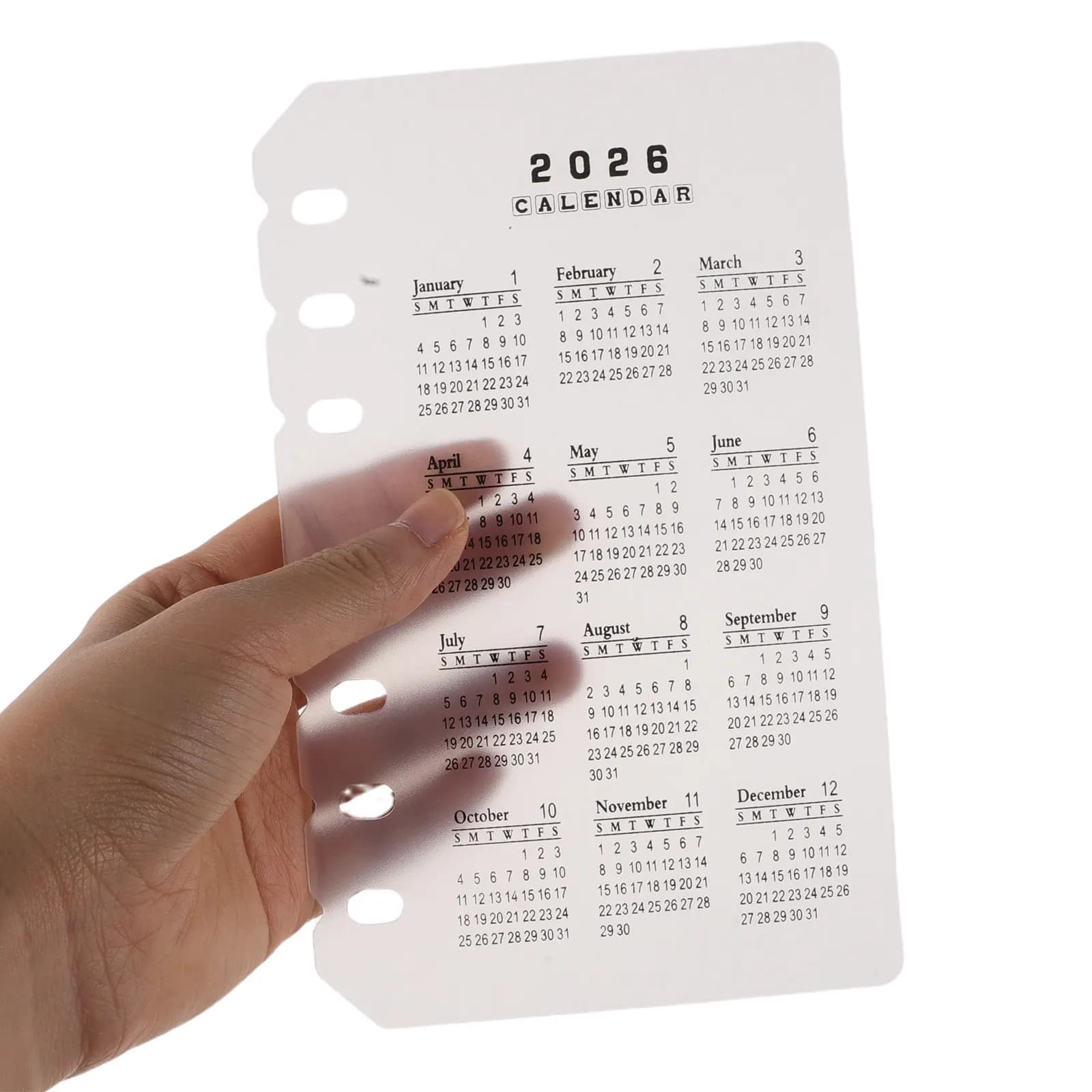 4 Pezzi Divisori in Plastica Opaca per Calendario, Inserti a 6 Fori, Organizer per Agenda 2026, Forniture per Quaderni, Divisori in Plastica per Raccoglitori