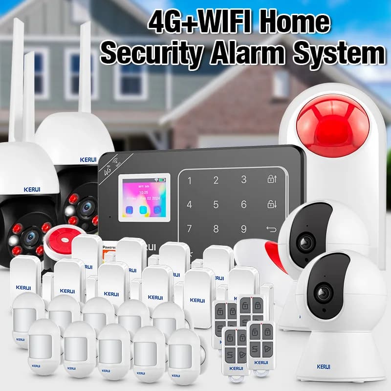 KERUI 4G GSM WiFi Kit sistema di allarme domestico wireless con sensore di movimento Sensore porta 433MHZ Tuya Smart Life Allarme antifurto Alexa W184