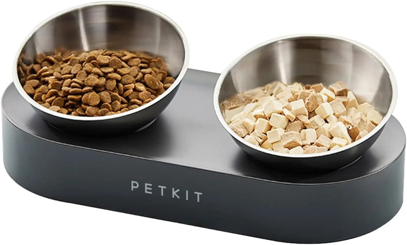 Set di ciotole rialzate per cani e gatti in acciaio inossidabile, antiscivolo e anti-vomito 15 ° Ciotola Inclinata per Cibo e Acqua per Animali Domestici
