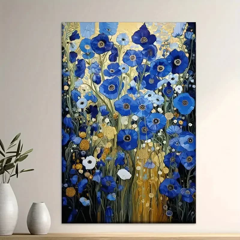 Poster e stampe Blue Garden, fiori astratti, pittura su tela, immagine artistica da parete per soggiorno, decorazioni per la casa, senza cornice