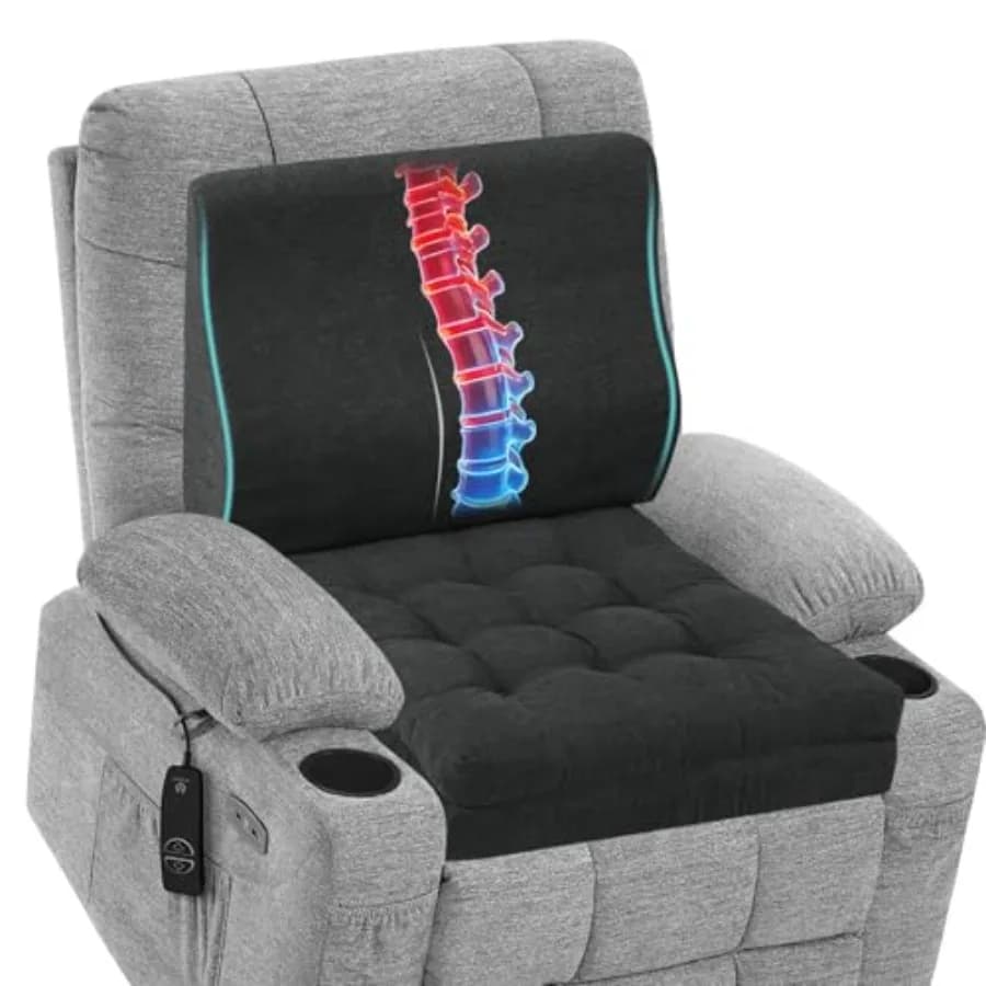Cuscini in Memory Foam per Poltrona Reclinabile con Set di Cuscini di Supporto Lombare per Anziani, Design a Doppio Strato, Cuscino Antiscivolo per Seduta Reclinabile e B