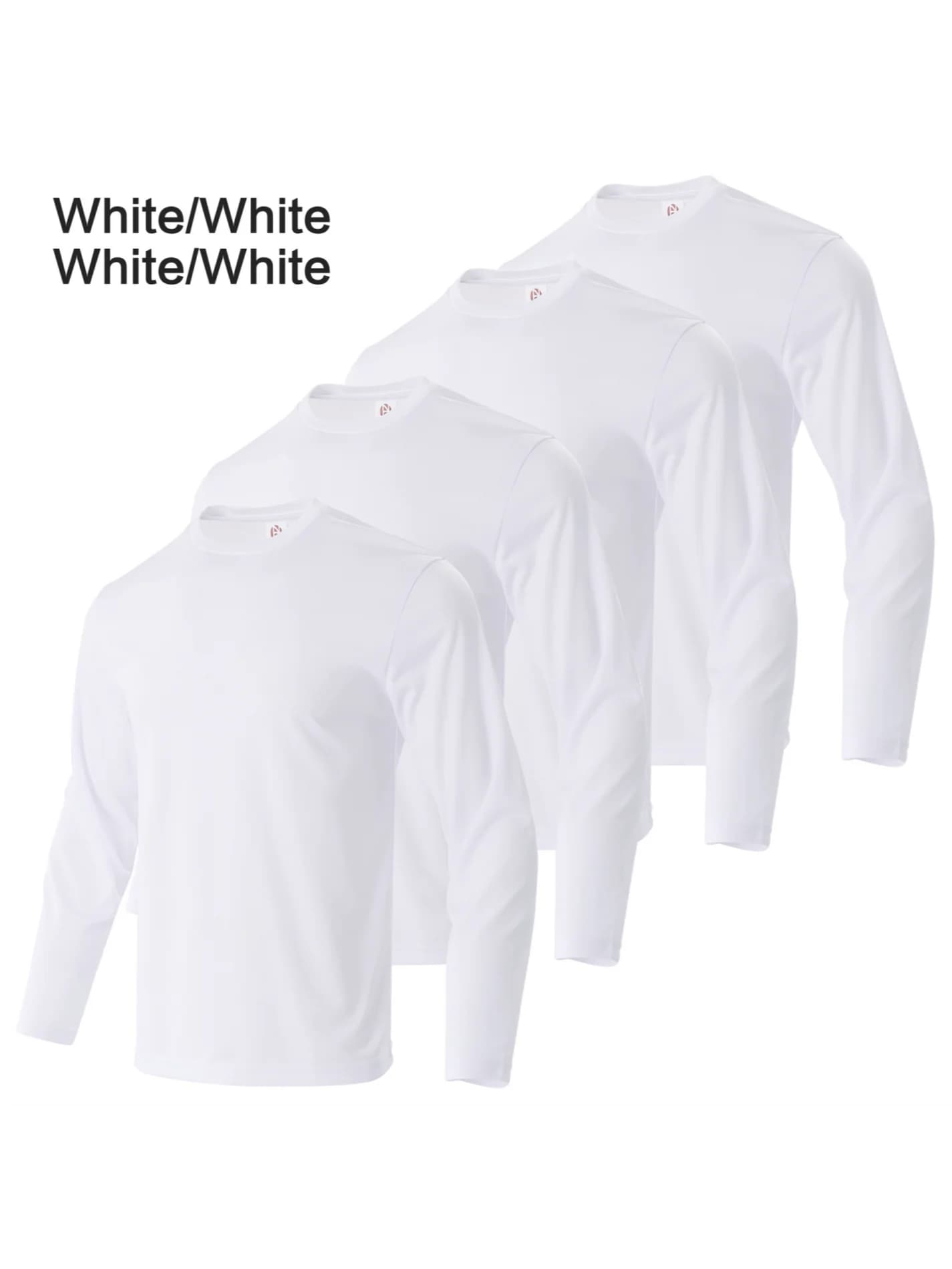 Men's crew neck t-shirt in solid color of 4 pieces: quick drying, breathable, breathable, suitable for fitness and running