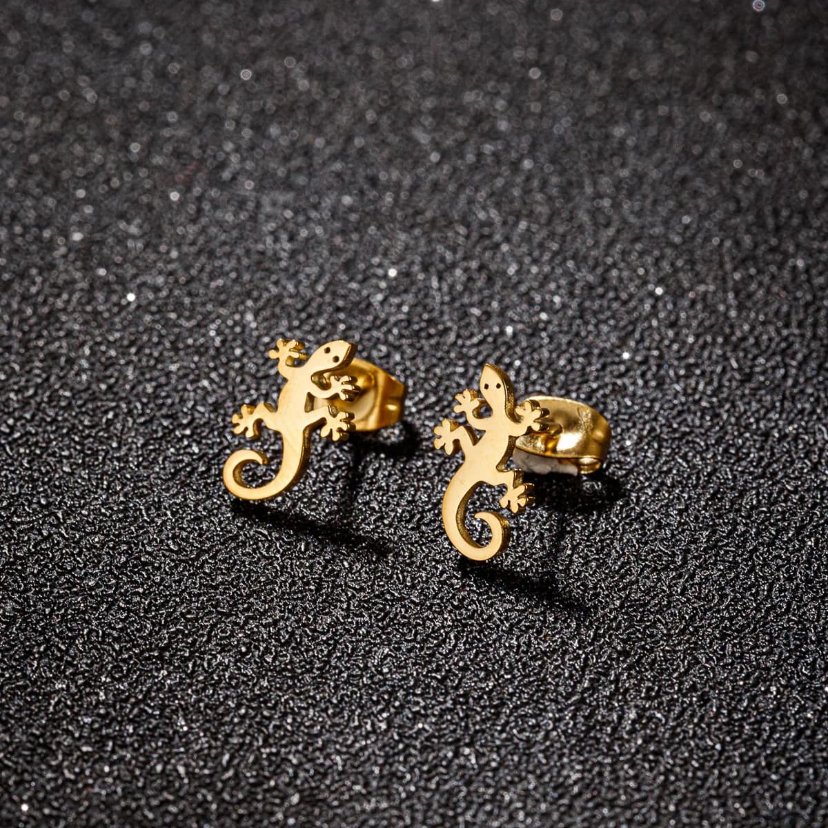 Orecchini a bottone con lucertola in acciaio inossidabile Hip Hop per donna uomo moda orecchini da Cocktail geco gioielli con Piercing all'orecchio animale Pendientes