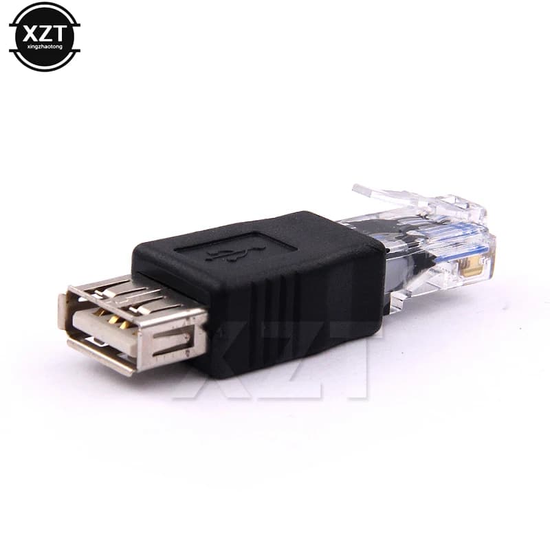 Testa di cristallo di vendita calda RJ45 maschio A USB 2.0 AF A connettore adattatore femmina cavo di rete LAN per Laptop spina convertitore Ethernet