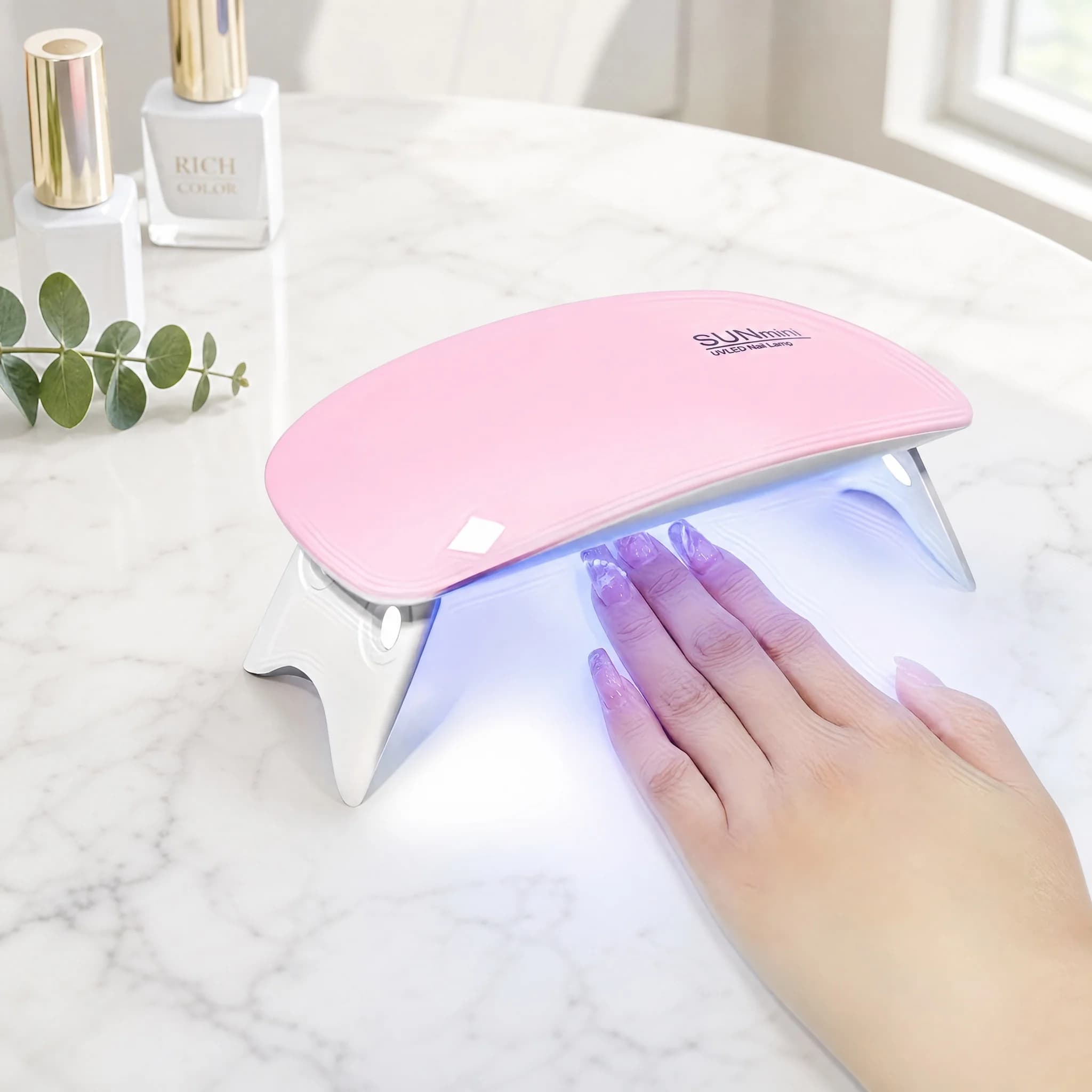 SUNmini Lampada UV LED Portatile per Unghie, 6W Ricaricabile USB, Asciugatore per Smalto Gel, Design Pieghevole e Compatto per Casa