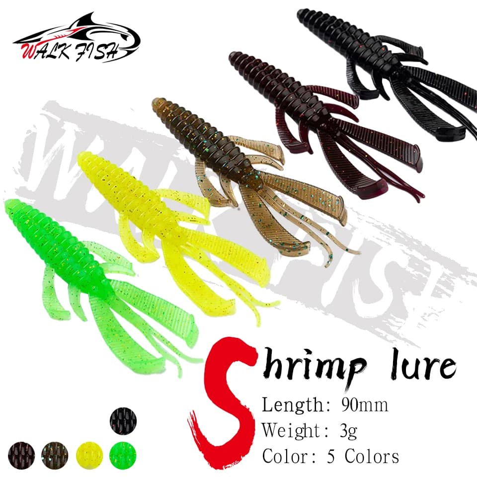 WALK FISH 8PCS 90mm/3g Crazy Flapper Soft Lure esche da pesca gamberetti Bass Peche Gear Soft TPR Baits attrezzatura da pesca esche da pesca