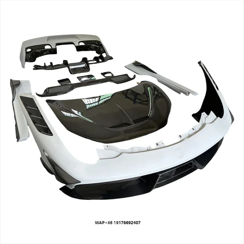 KQX High Quality Carbon Fiber Body Kit 458 Update to SP Style with Front Rear Bumper Side Skirts Hood Front Lip Diffuser