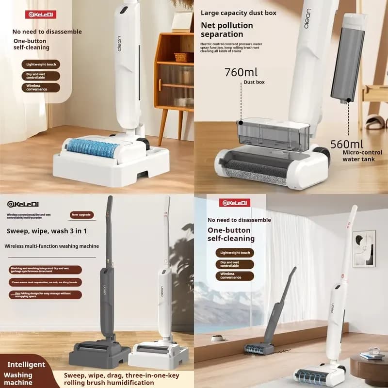 Portable Mopping Wireless Floor Washer Cordless Vacuum And Mop All-in-one Floor Cleaner