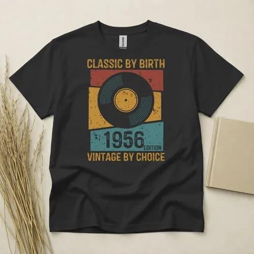 70th Birthday T-shirt Born In 1956 70 Years Old Gifts Vinyl Record TShirt Tee