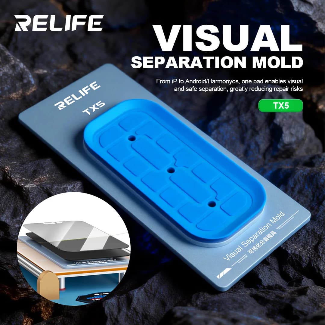RELIFE TX5 Stampo per Separazione Schermo Visuale con Forte Adesione e Ventosa Antiscivolo per Riparazione Telefoni IP 12-17 Android HOS