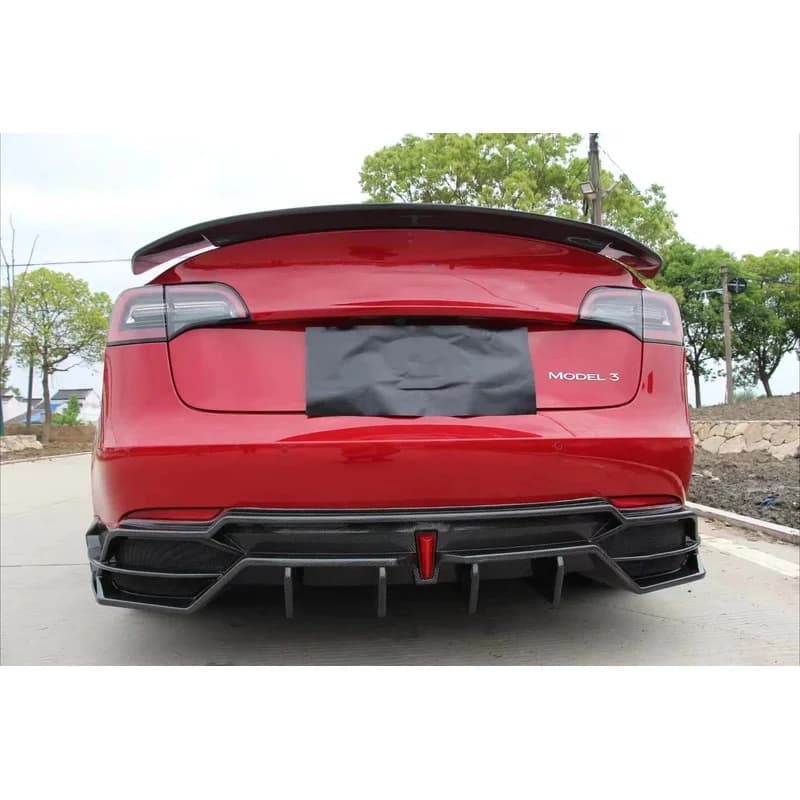 Super March V Style Body Kit Water Transfer Printing Carbon Fiber Front Lip Diffuser Side Skirt Spoiler Bodykit for Model3