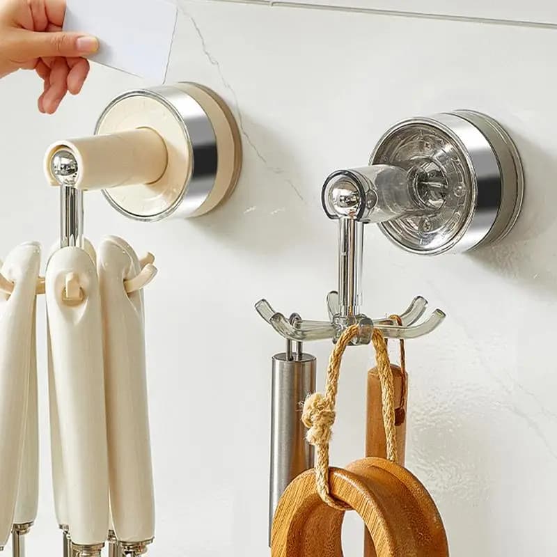 Ganci per utensili da cucina rotanti Rack con rotazione di 360 gradi Adesivo salvaspazio Organizzatore per grucce a ventosa per la casa