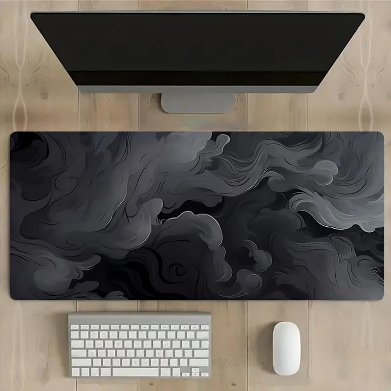 Tappetino da Scrivania Esteso con Nuvole di Fumo Scuro Astratte, Tappetino per Mouse da Gaming Oversize, Tappetino Antiscivolo in Gomma per PC e Laptop