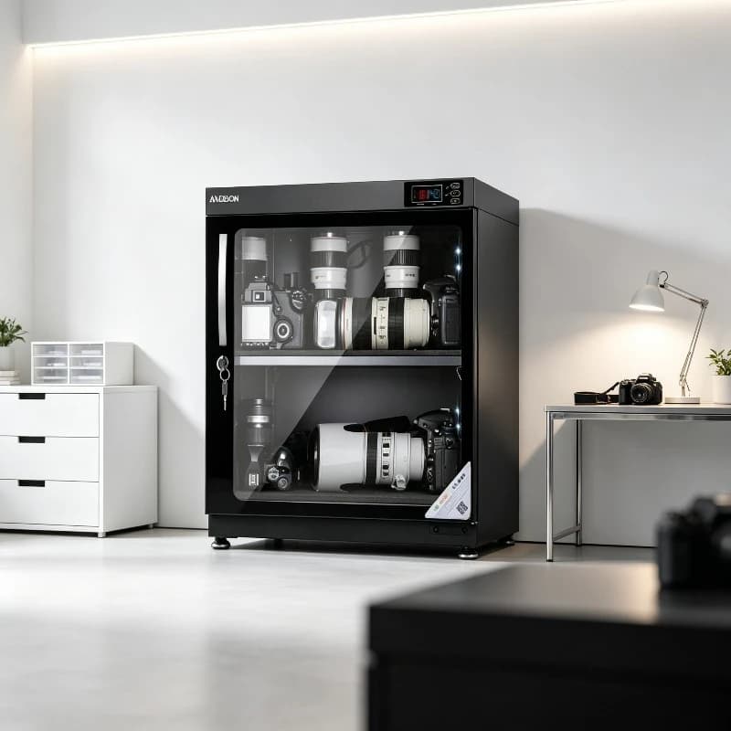 Electronic Digital Humidity Control Dry Cabinet, Dehumidifier Storage Locker for Camera Lens Stamp Tea, Moisture-proof Box.