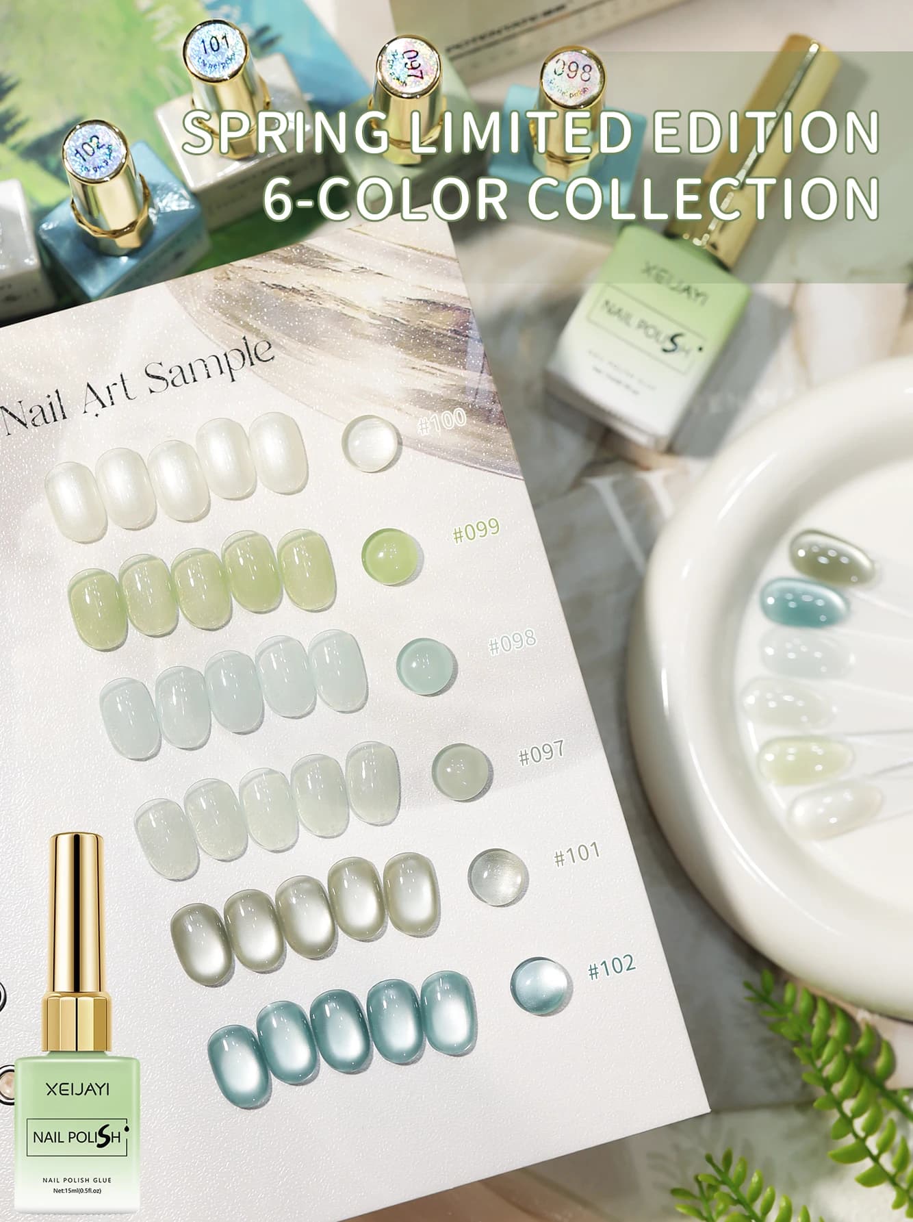 XEIJAYI Smalto Gel per Unghie 6 Colori, Alta Lucentezza, Lunga Durata, Gel UV LED Soak Off, Formula Ecologica Senza Alcool